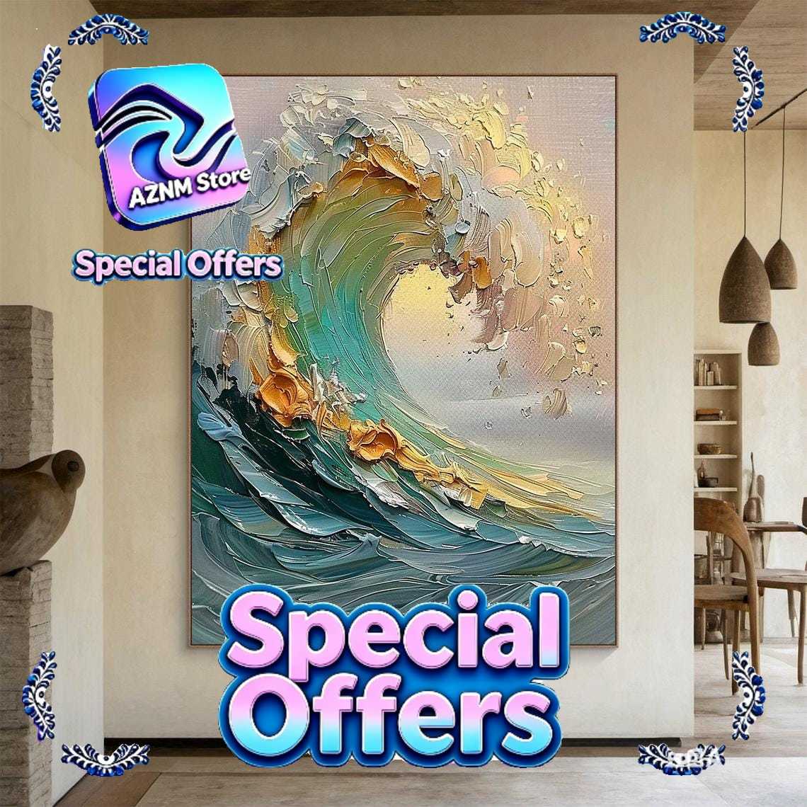 3D Printing Drawing - 3D Beige Large Canvas Abstract Handmade