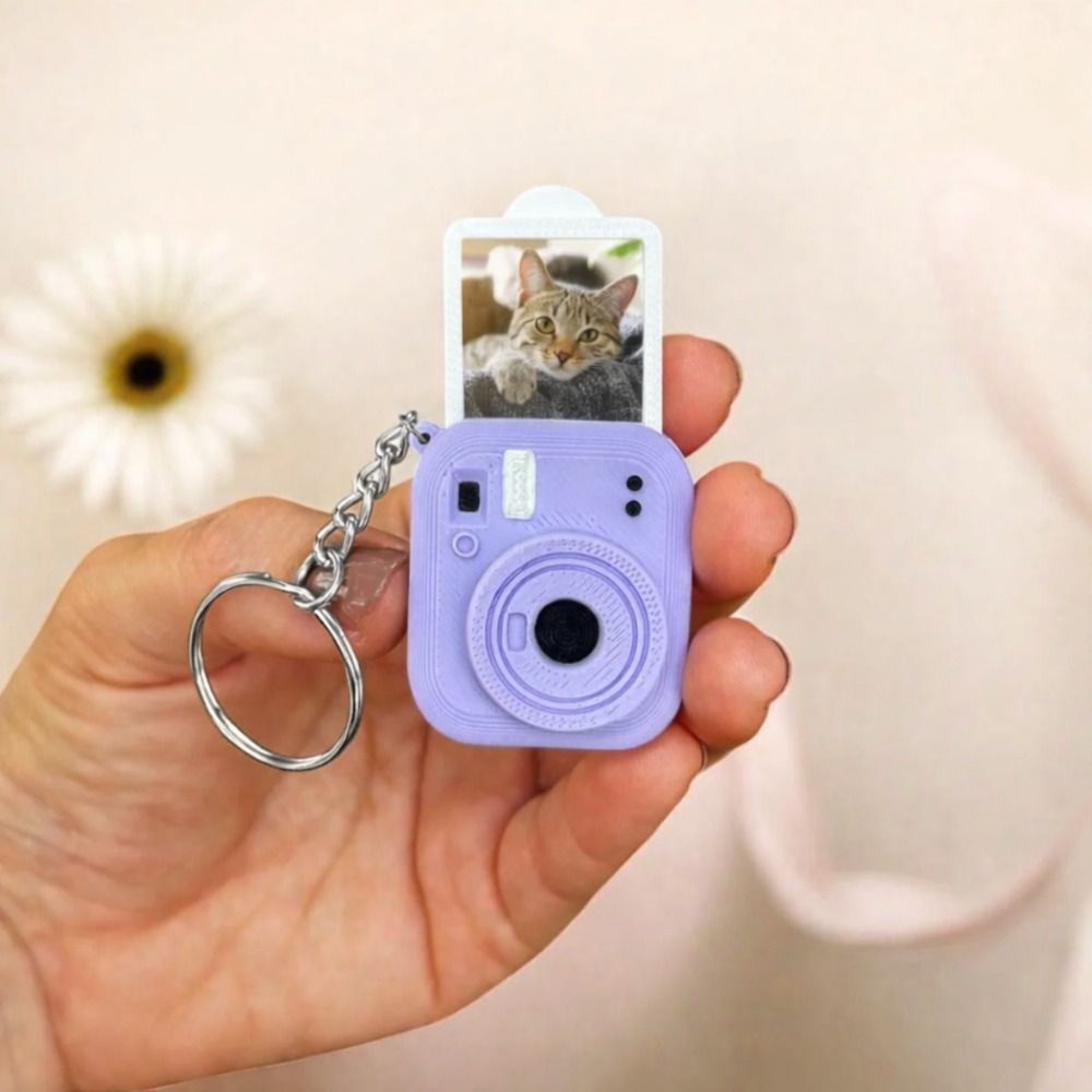 3D Printing Excavator - Portable Mini Camera Keychain Metal Key