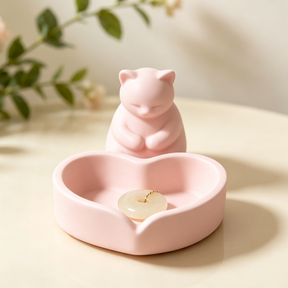 3D Printed Pink Cat With Heart - огляд і ціна 3D Printing Ring Holder